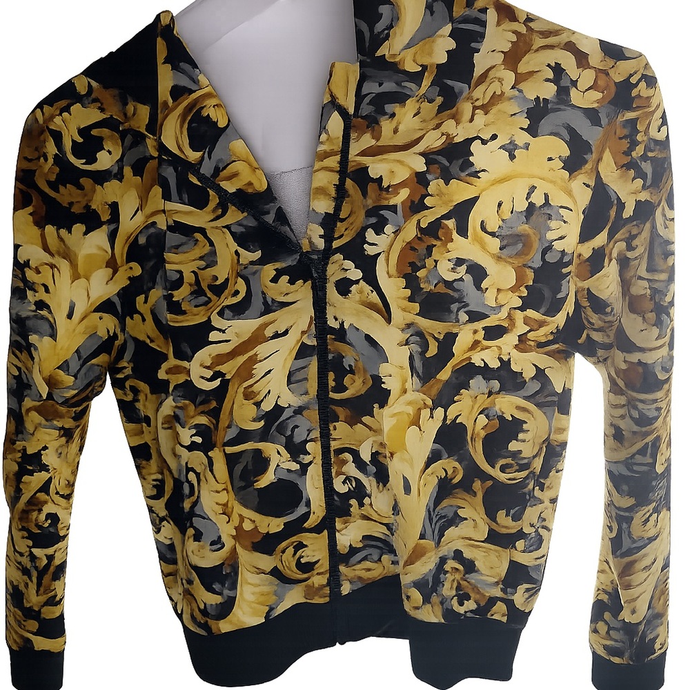 Versace Kids Black and Gold Baroque Zip Up Set